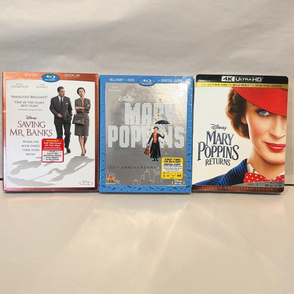Disney Mary Poppins 3-Movie Lot 4K + Blu-Ray New Sealed Returns Saving Mr Banks